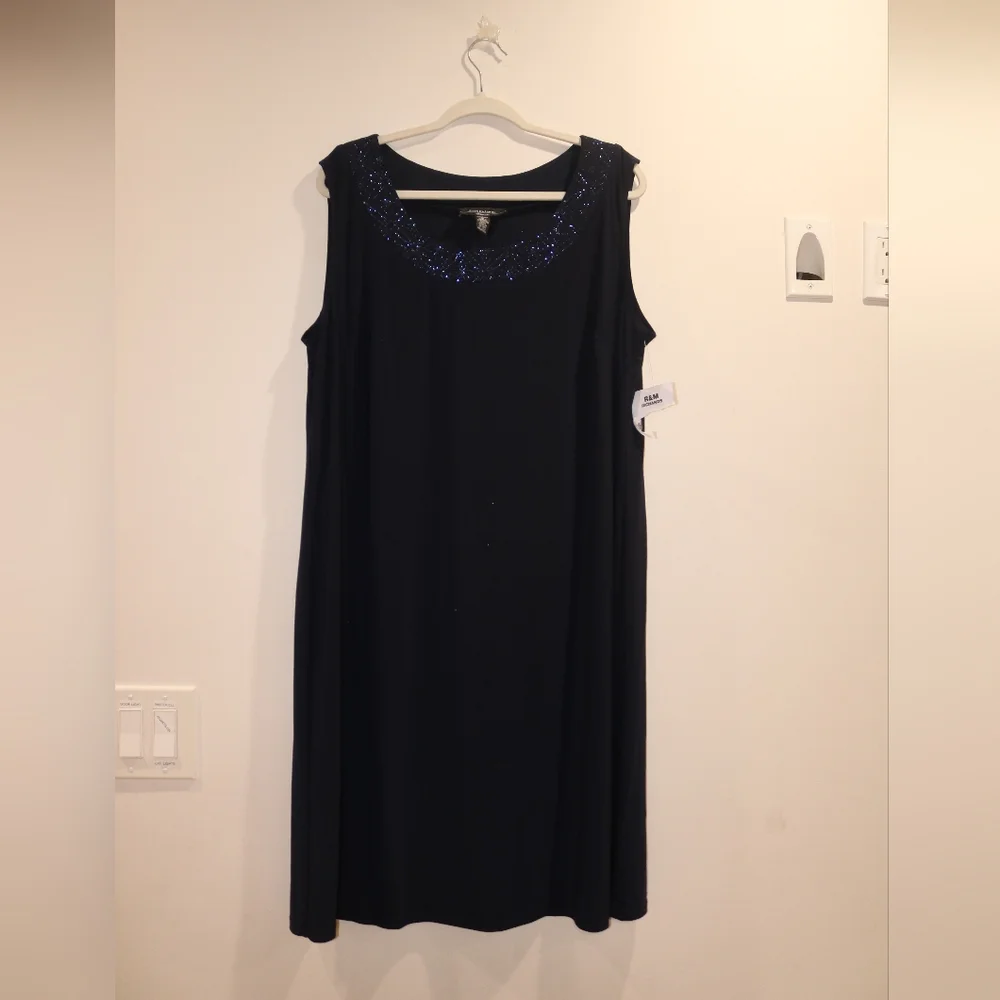 R&M Richards Dress, Navy, Plus Size 1X - Picture 2 of 9